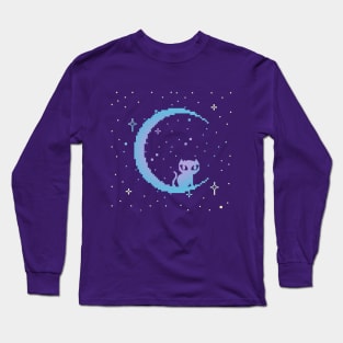 Celestial Pixel Cat & Moon Long Sleeve T-Shirt